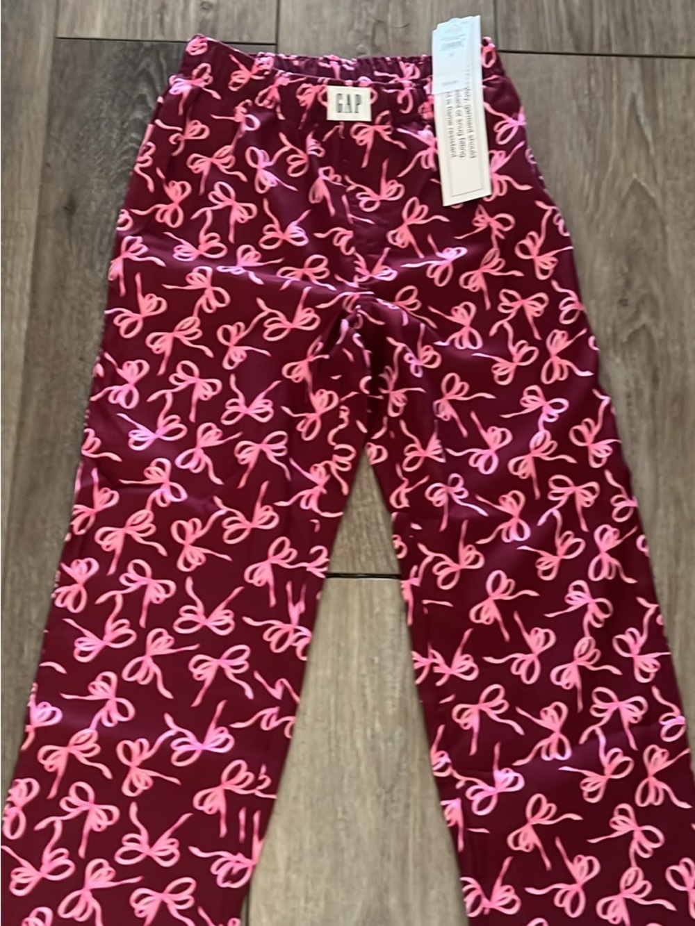 GAP Kids Burgundy Lounge Pants with Pink Bow Print